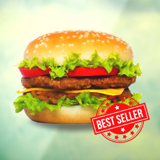 Autocollant Pour Fenêtre Double Cheeseburger Meilleur Vendeur Burger Public
