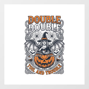Autocollant Pour Fenêtre Double peine Malheur Sorcière Citrouille Halloween