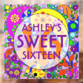 Autocollant Pour Fenêtre Douceur colorée 16 Anniversaire (Feuille 2)