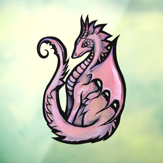 Autocollant Pour Fenêtre Dragon rose (Feuille 3)
