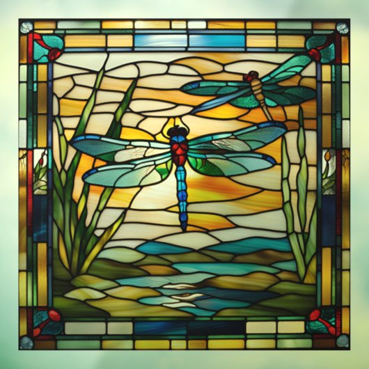 Autocollant Pour Fenêtre Dragonfly Faux en verre (Feuille 3)