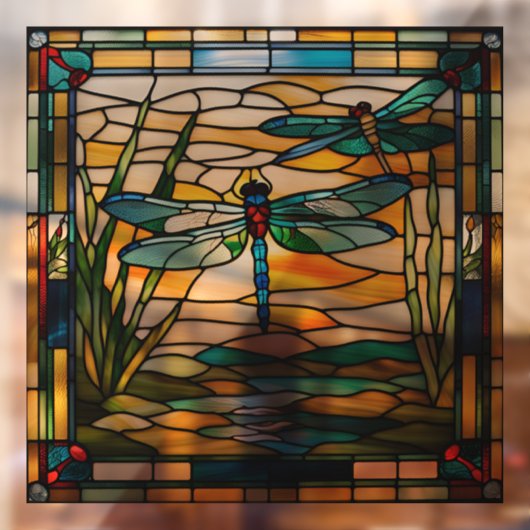 Autocollant Pour Fenêtre Dragonfly Faux en verre (Feuille 2)