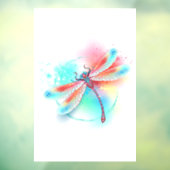 Autocollant Pour Fenêtre Dragonfly rouge sur l'arrière - plan aquarelle (Feuille 3)
