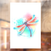 Autocollant Pour Fenêtre Dragonfly rouge sur l'arrière - plan aquarelle (Feuille 2)