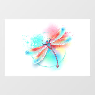 Autocollant Pour Fenêtre Dragonfly rouge sur l'arrière - plan aquarelle