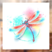 Autocollant Pour Fenêtre Dragonfly rouge sur l'arrière - plan aquarelle (Feuille 2)