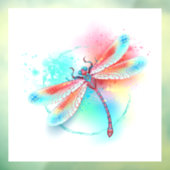 Autocollant Pour Fenêtre Dragonfly rouge sur l'arrière - plan aquarelle (Feuille 3)