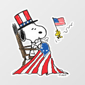 Autocollant Pour Fenêtre Drapeau 4 juillet à coudre Snoopy (Feuille)