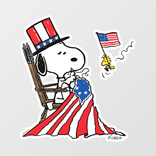 Autocollant Pour Fenêtre Drapeau 4 juillet à coudre Snoopy (Feuille)