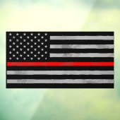 Autocollant Pour Fenêtre Drapeau fin rouge taché débraillé (Feuille 3)