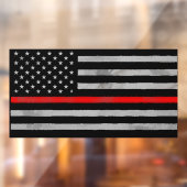 Autocollant Pour Fenêtre Drapeau fin rouge taché débraillé (Feuille 2)