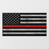 Autocollant Pour Fenêtre Drapeau fin rouge taché débraillé (Feuille)