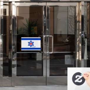 Autocollant Pour Fenêtre Drapeau israélien, Coeur rouge & patriotes israéli