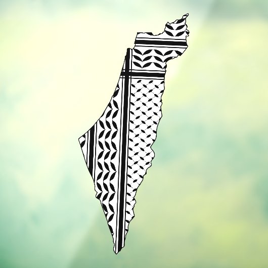 Autocollant Pour Fenêtre Drapeau palestinien et carte avec Motif Keffiyeg (Feuille 3)