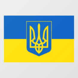 Autocollant Pour Fenêtre Drapeau ukrainien avec les armoiries du trident.