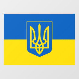 Autocollant Pour Fenêtre Drapeau ukrainien avec les armoiries du trident.