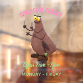 Autocollant Pour Fenêtre Drôle affamé pulette affamée dessin animé (Feuille 2)