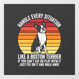 Autocollant Pour Fenêtre Drôle attitude de chien Boston Terrier Rétro