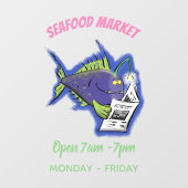 Autocollant Pour Fenêtre Drôle caricature de poisson de pêcheur (Feuille)