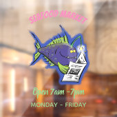 Autocollant Pour Fenêtre Drôle caricature de poisson de pêcheur (Feuille 2)