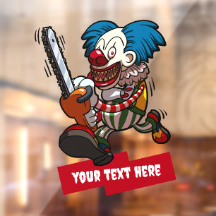 Autocollant Pour Fenêtre Drôle Clown Ajouter votre texte Halloween Horror C
