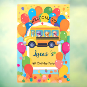 Autocollant Pour Fenêtre Drôle dinosaure Retour à l'école Bus garçon Annive