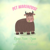 Autocollant Pour Fenêtre Drôle joyeux yak mangeant de l'herbe dessin d'illu (Feuille 3)