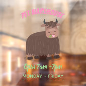 Autocollant Pour Fenêtre Drôle joyeux yak mangeant de l'herbe dessin d'illu (Feuille 2)