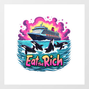 Autocollant Pour Fenêtre Drôle Mignonne Orca Baleine Mange Rich