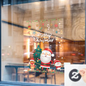 Autocollant Pour Fenêtre Drôle Père Noël, Snowman, Reindeer Joyeux Noël (Fenêtre de café)