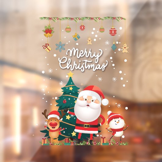 Autocollant Pour Fenêtre Drôle Père Noël, Snowman, Reindeer Joyeux Noël (Feuille 2)