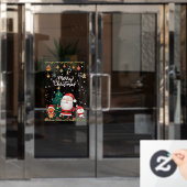 Autocollant Pour Fenêtre Drôle Père Noël, Snowman, Reindeer Joyeux Noël (Porte de bureau)