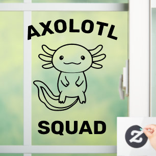 Autocollant Pour Fenêtre Drôle petite équipe de Axolotl fête modifiable ble