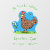Autocollant Pour Fenêtre Drôle poulet rustique whimsical dessin animé (Feuille)
