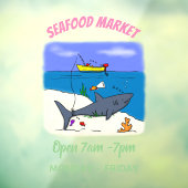 Autocollant Pour Fenêtre Drôle requin couché et dessin animé de pêche (Feuille 3)