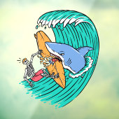 Autocollant Pour Fenêtre Drôle Shark Attaques Surfer Skeleton Dude (Feuille 3)