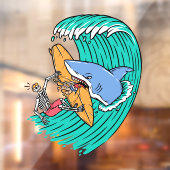 Autocollant Pour Fenêtre Drôle Shark Attaques Surfer Skeleton Dude (Feuille 2)