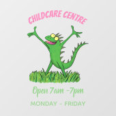 Autocollant Pour Fenêtre Drôle vert souriant animé lézard d'iguane (Feuille)