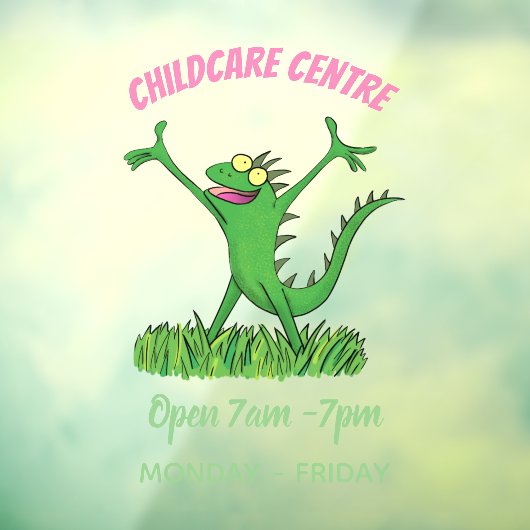 Autocollant Pour Fenêtre Drôle vert souriant animé lézard d'iguane (Feuille 3)