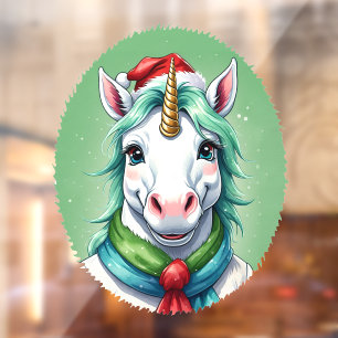 Autocollant Pour Fenêtre Drôles d'animaux: Spécial Noël - Licorne 1