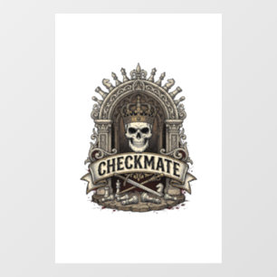 Autocollant Pour Fenêtre Échec et mat Roi Crâne Échecs Vintage