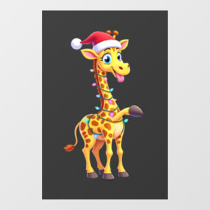Autocollant Pour Fenêtre Éclairage de Noël de girafe Noël drôle girafe de N
