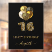 Autocollant Pour Fenêtre Écriture de nom de léopard d'or noir Sweet 16 (Feuille 2)