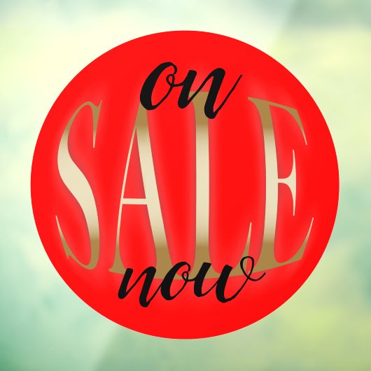 Autocollant Pour Fenêtre Écriture métallique dorée sur rond rouge "En SOLDE (Feuille 3)