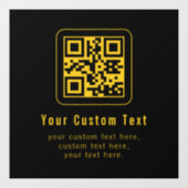 Autocollant Pour Fenêtre Editable QR Code & Text Template | Black & Gold (Feuille)