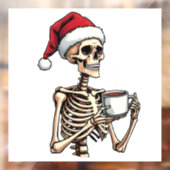 Autocollant Pour Fenêtre Éffrayant Halloween Sipping Café Noël Père Noël (Feuille 2)