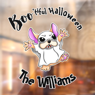 Autocollant Pour Fenêtre Éffrayant Hugs : mignon Bulldog Boo fantôme Hallow