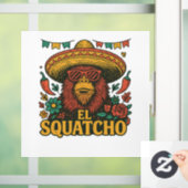 Autocollant Pour Fenêtre El Squatcho : Fiesta Bigfoot Sombrero (Maison)