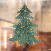 Autocollant Pour Fenêtre Élégant arbre de Noël vert doré (Feuille 2)