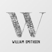 Autocollant Pour Fenêtre Élégant argent blanc élégant Monogramme personnali (Feuille)